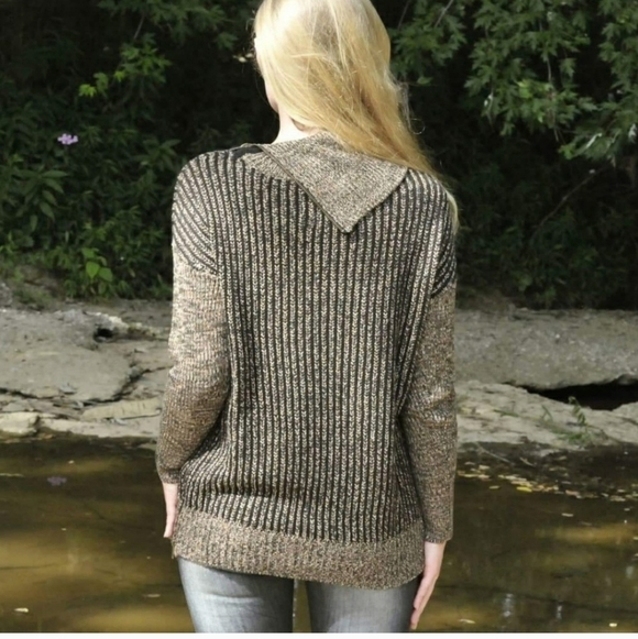 NEW M. Rena Luxury Sweater Taupe Coffee Zipper Boutique Womens Turtleneck Winter - Picture 5 of 16